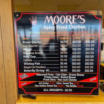 Moore’s Spicy Fried Chicken menu 2