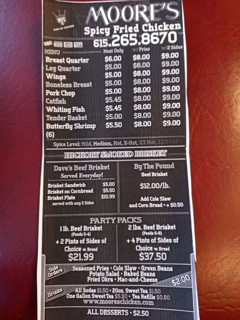 Moore’s Spicy Fried Chicken menu 5